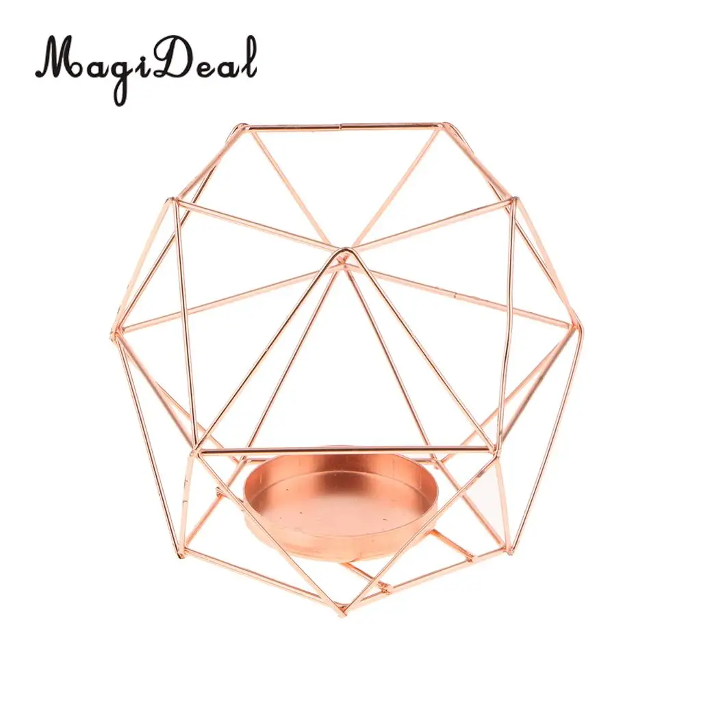 MagiDeal 2-set Geometric Polished Tealight Candle Holder Table Top Centerpiece Weddings Events Parties Decor