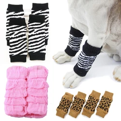Chaussettes chauffantes en coton pour animaux de compagnie, lot de 4 pièces, protège jambes, pour l'hiver, pour chiens, chats, chiots 