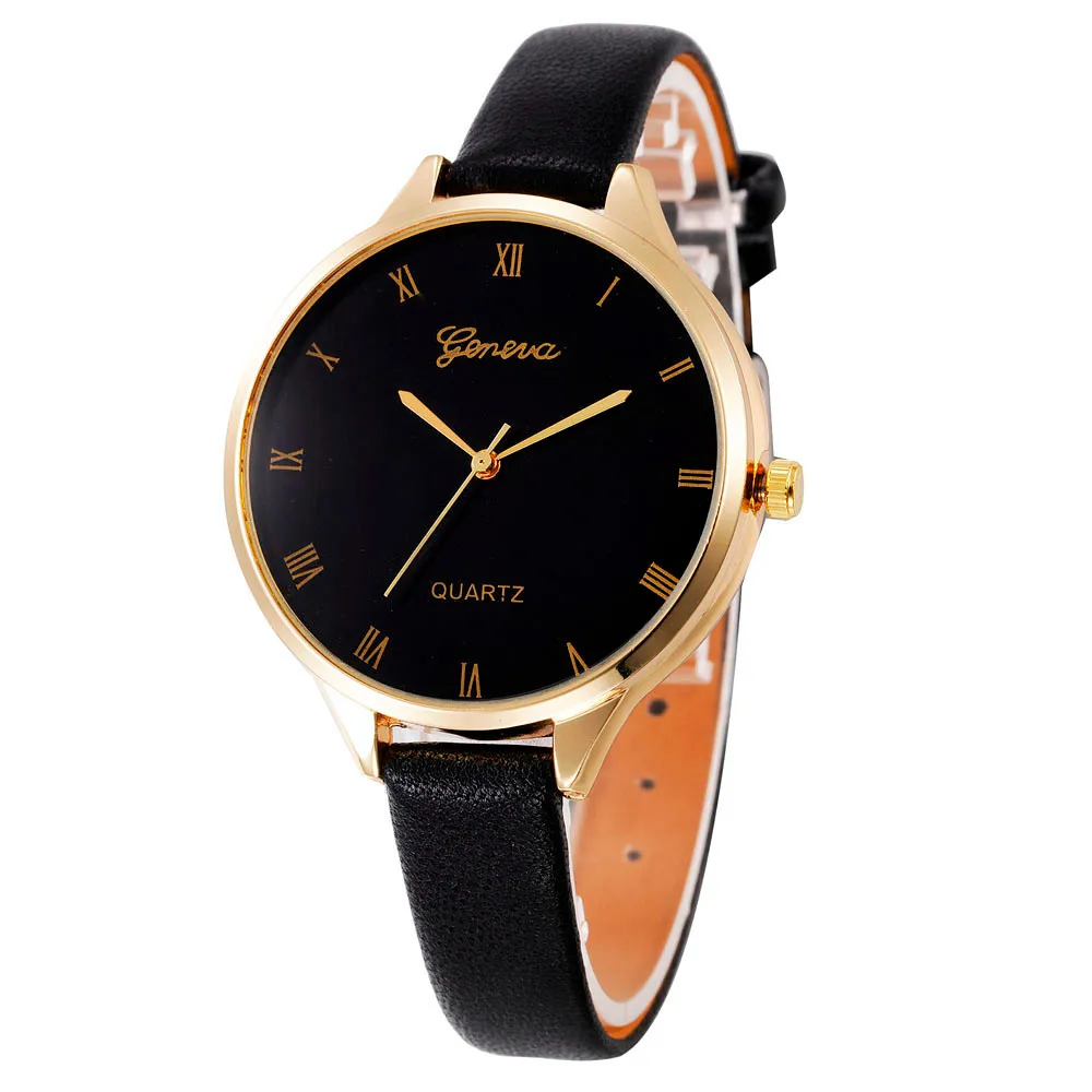 

Simple women's watches Black Brown White watch women Faux Leather Analog montre femme Quartz Wristwatch Hot relogio feminino