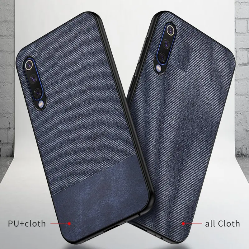 

Leather Cloth Texture Soft Frame Hard Back Cover Case for Xiaomi Mi 8 9 Case Luxury Ultra Thin Capa for Xiaomi Mi 8 9 SE Case