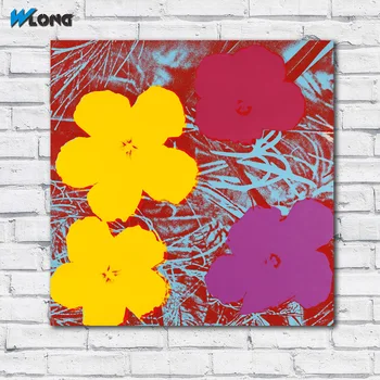 

Large size Printing Oil FLOWERS by Andy Warhol colorful 4 wall art canvas prints pictures for living room and bedroom No Frame