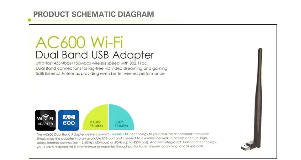 Ultra fast USB 433Mbps 5Ghz Wireless AC600 Dual Band 802.11ac Wifi Adapter Wi-fi Network Lan Card,Dropshipping Free Shipping