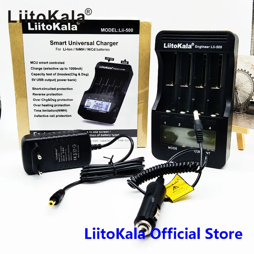 Liitokala Lii-202 lii-402 18650 зарядное устройство 1.2 В 3.7 В 3.2 В 3.85 В AA/AAA 26650 10440 14500 16340 18350 Smart Зарядное устройство - Цвет: lii-500