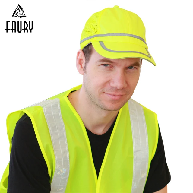 High Visibility Reflective Baseball Cap Yellow Safety Hat Work Safety