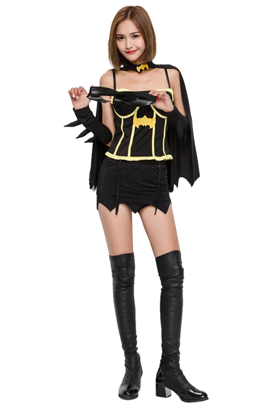 Костюм летучей мыши для женщин-пауков платье для взрослых женщин черное карнавальное платье для косплея костюмы для косплея