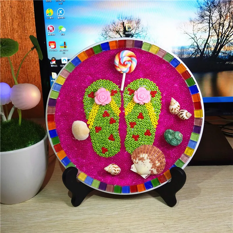 3D тачки раковины диск картина Дети DIY Мозаика Декор с подставкой детский сад
