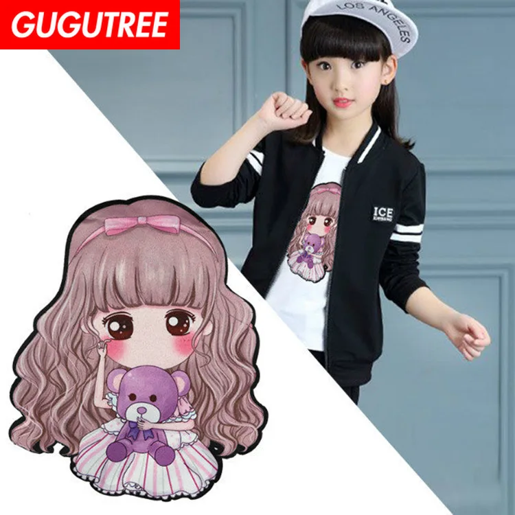 

GUGUTREE embroidery big belle patches girls patches badges applique patches for clothing XC-104