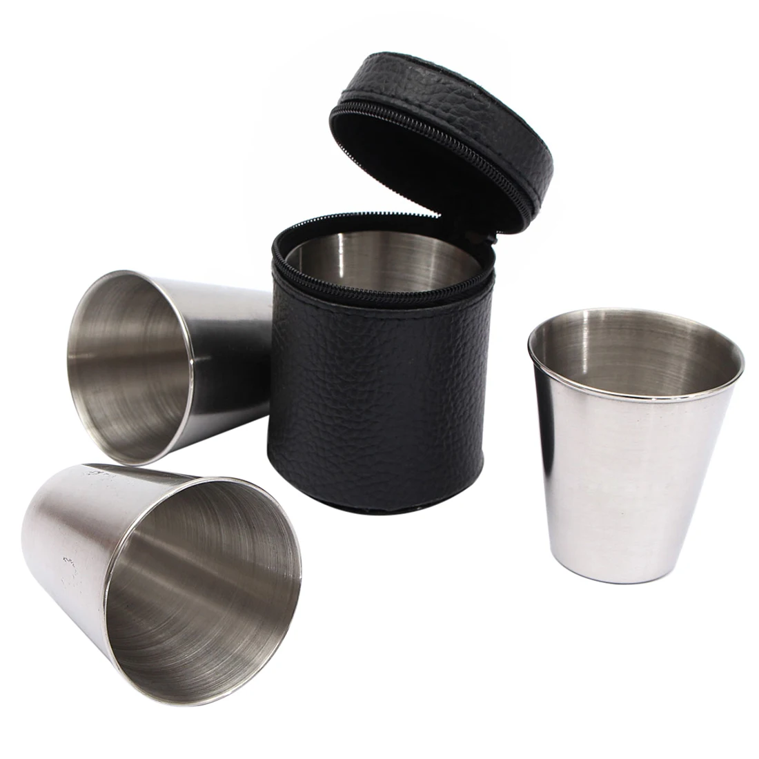 

5 pcs/set Stainless Steel Cup Mug Drinking Coffee Tea Tumbler Camping Travel Silver + black