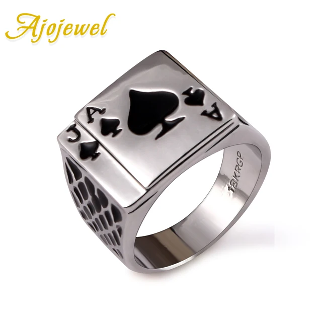 Ajojewel Classico Gioielli Chunky Smalto Nero degli uomini Freddi Picche Poker A Ajojewel Classico Gioielli Chunky Smalto Nero degli uomini Freddi Picche Poker A