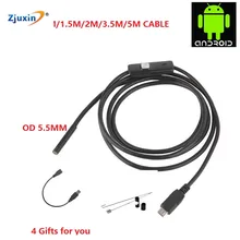 5.5mm Android OTG USB Endoscope Camera 5M 3.5M 2M 1.5M 1M USB Android Phone Borescope Camera