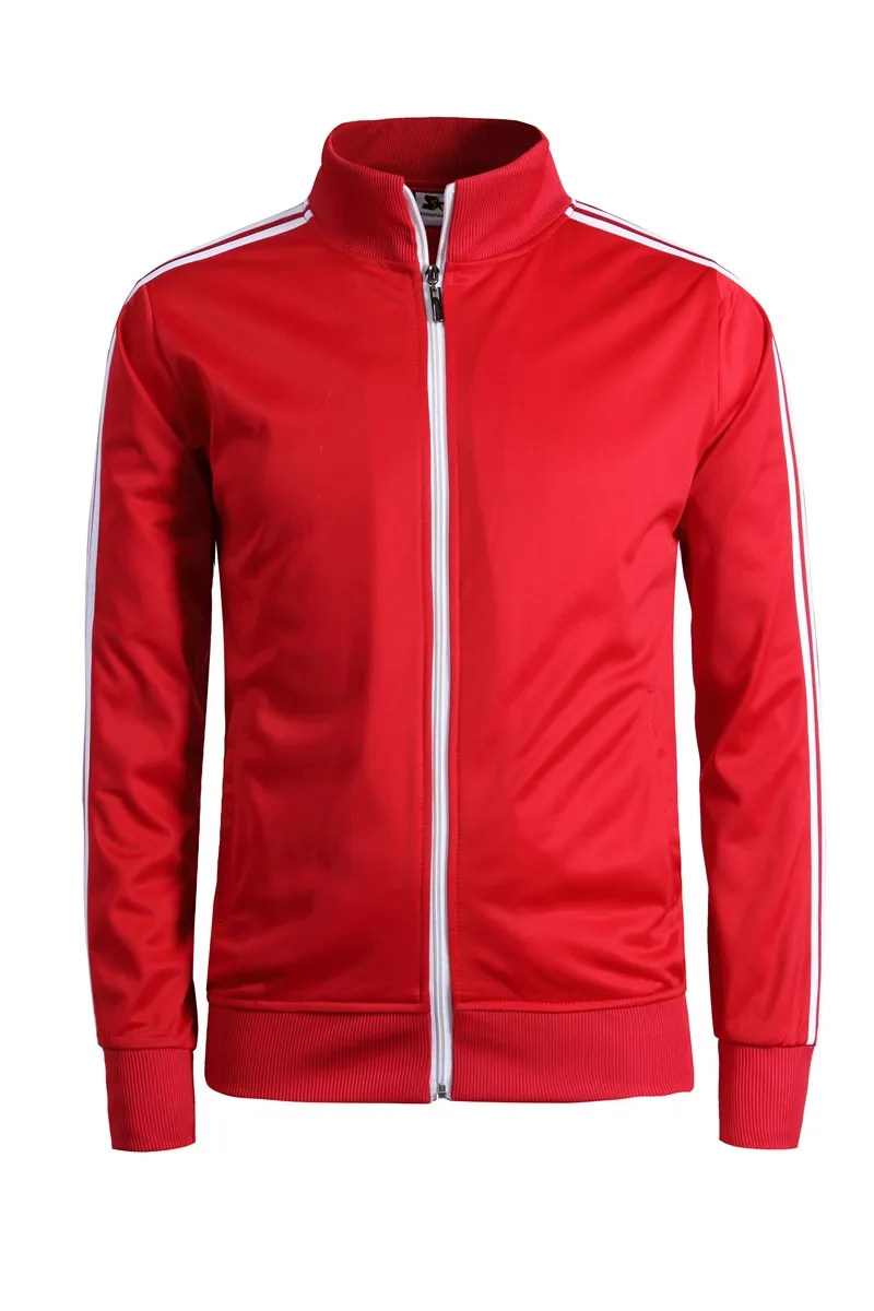 HOWE AO Весенняя мужская куртка для бега полосатый принт фитнес кардиган на молнии пальто тренировочная ветровка бейсбольная куртка - Цвет: Красный