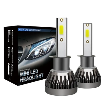 

2 X MINI1-H1 Car Headlight Bulb LED 18W 3000LM 9V-36V Waterproof IP68 6000K Cold White 200M Light Range Truck SUV HID ALL IN ONE