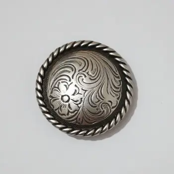 

(KB903) 10pc 1-1/2'' Western Headstall Round Rope Button Leathercraft Antique-Silver