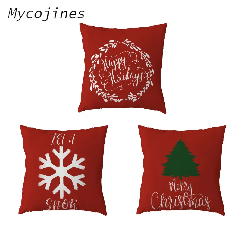 

Simple Christmas Series Cushion Cover Polyester Peach Christmas Tree Letter Snowflake Pillow Farmhouse Home Sofa Chair Decorate