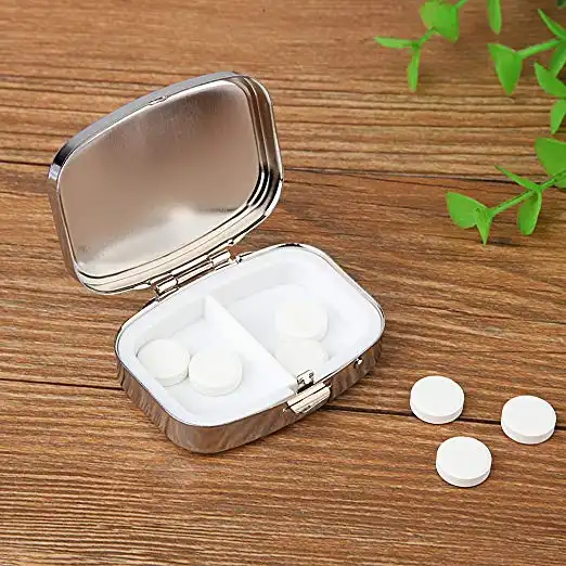 Decorative Pill Box Cute Size For Purse Metal Locking Small Daily