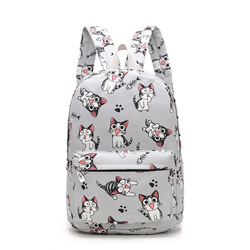 

2018 New Designed Stylish Cat Printing Man and Woman's Backpack Fashion Canvas Cartoon Printing Boy&Girl Student Schoolbag