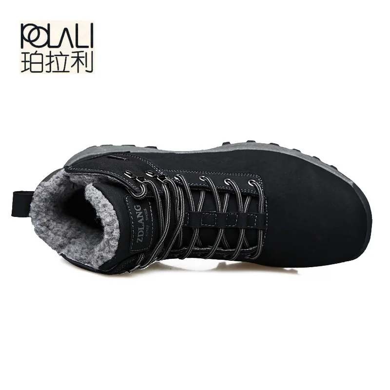 POLALI/зимние кожаные мужские ботинки; повседневные рабочие ботинки; Мужская зимняя обувь; мужские зимние кожаные ботильоны на резиновой подошве для мужчин; размеры 39-46