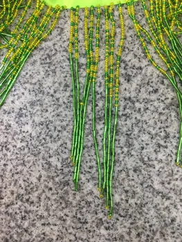 

ribbon tassel 5 yards/bag ym306# 11cm-15cm Fluorescent green and yellow The waves tassel for sawing dress fringe trim