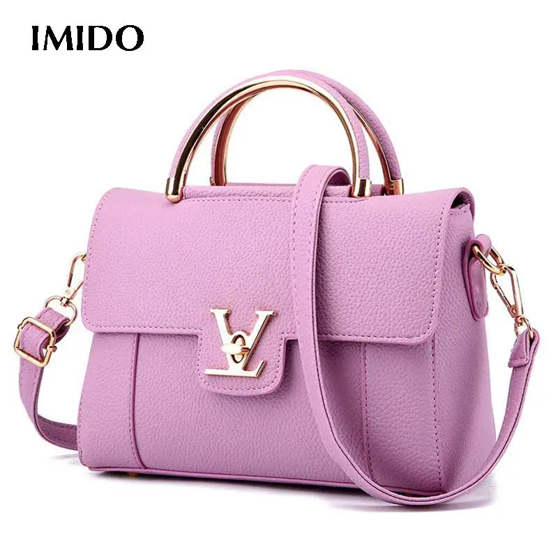 

IMIDO New Luxury Metal Letters Fashion Hand Bag Sac Lady Shoulder Handbag Brand Designer Female Tote Fashion Hand Bag