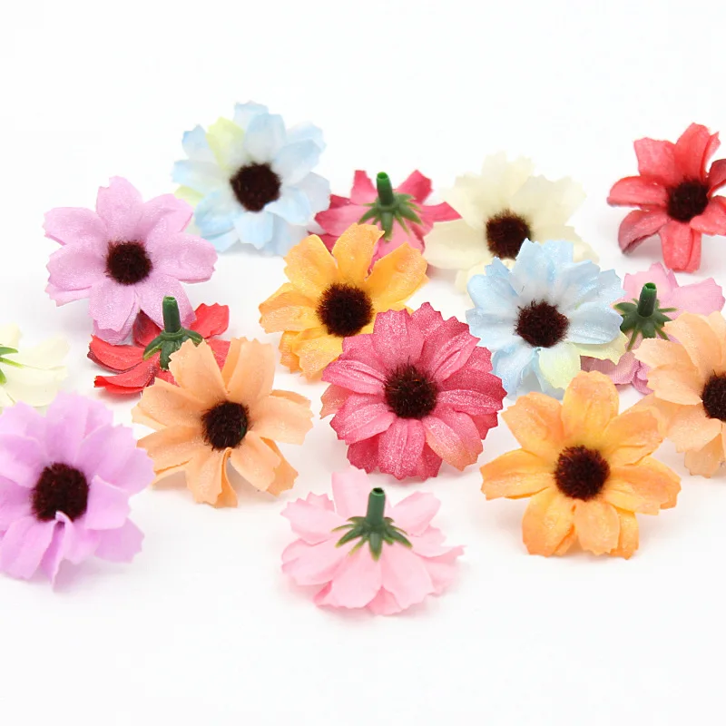 10PCS/Lot Silk Flower Daisies Sunflower Flower heads bouquet decor home