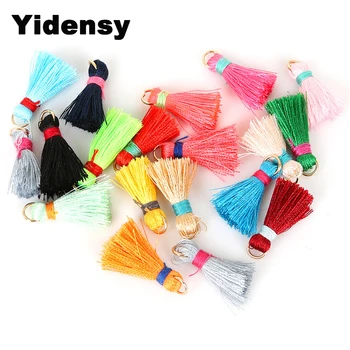 

Yidensy 10pcs/lot Short Tassel Pendant 20mm Mixed Color Randomly Fringe With Hole for DIY Jewelry Making Findings Accessories
