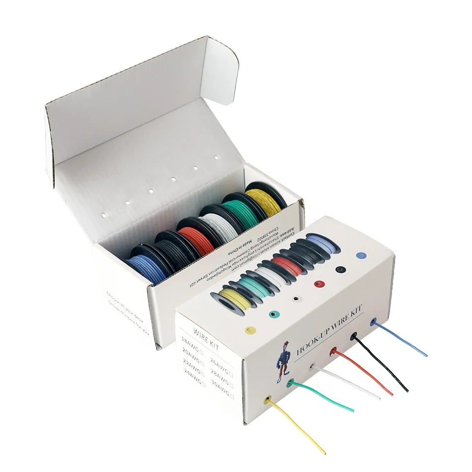 42 м/коробка электронный многожильный провод 24 AWG UL3132 гибкий электрический провод с силиконовой оплеткой с резиновой изоляцией Луженая Медь 300 в 6 цветов