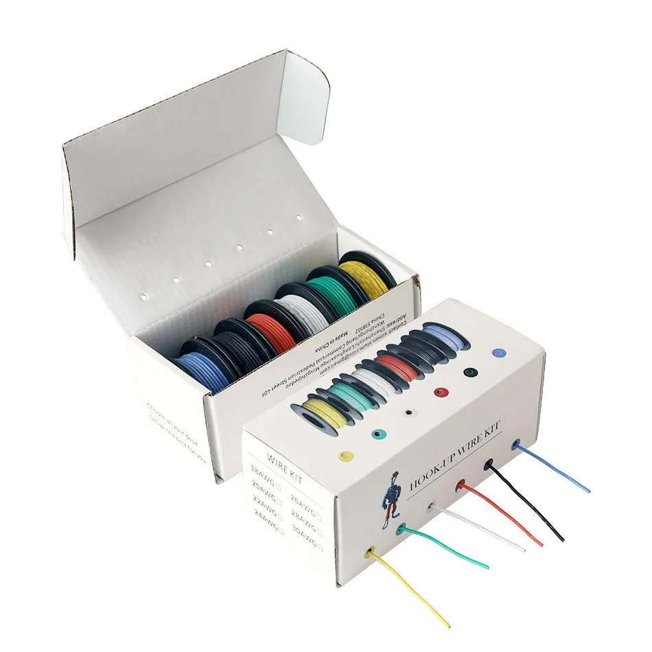 42 м/коробка электронный многожильный провод 24 AWG UL3132 гибкий электрический провод с силиконовой оплеткой резиновая Изолированная Луженая Ме... 42 м/коробка электронный многожильный провод 24 AWG UL3132 гибкий электрический провод с силиконовой оплеткой резиновая Изолированная Луженая Ме...