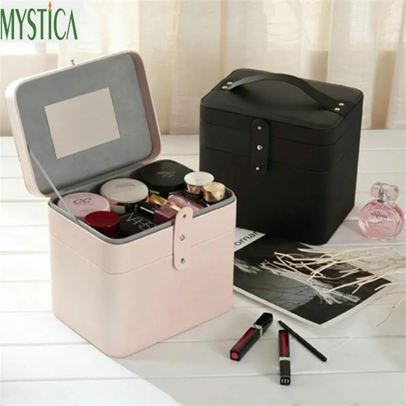 Women Cosmetic Storage Box Fashion PU Leather Travel Organizer Boxes
