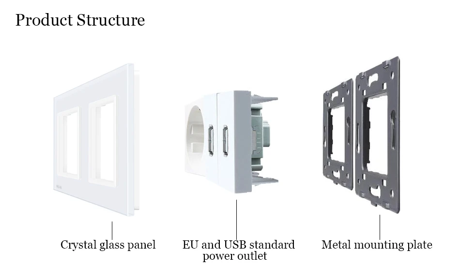 WELAIK-настенная стеклянная панель ЕС-розетка питания-настенная розетка ЕС-стандартная usb-розетка не включает 5V USB-power-module A28E82USW