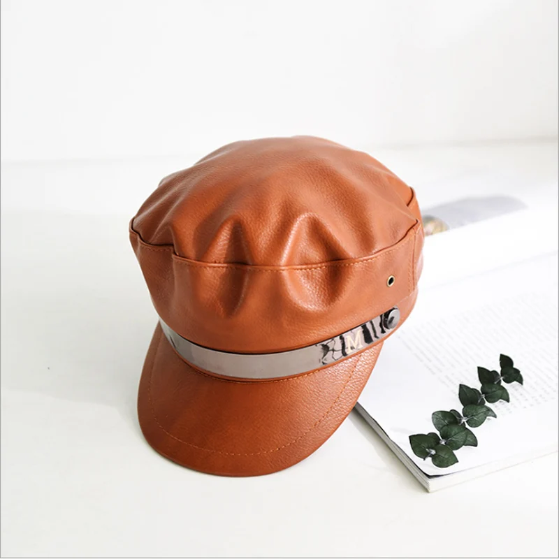 Модная осенне-зимняя восьмиугольная шляпа из искусственной кожи кепка газетчика мужские теплые шапки женские береты с козырьком береты козырьки