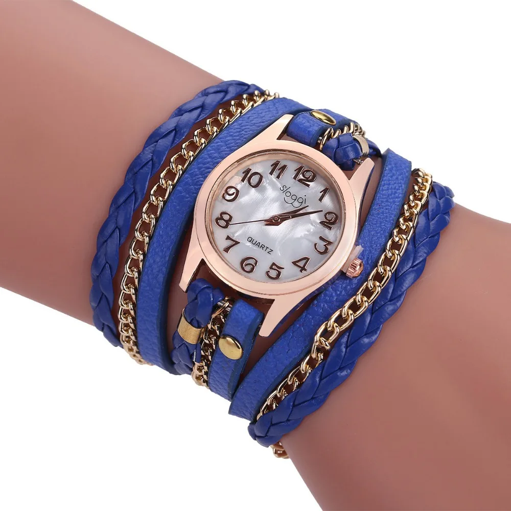 

Best Sale Fashion Women Leather Bracelet Vintage Weave Wrap Quartz PU Leather Wrist Watches lady watch Dropshipping