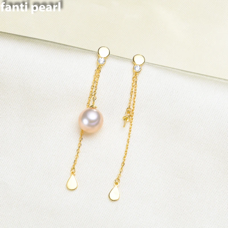 

FANTI Real Natural freshwater pearl earring s925 sterling silver ear stud for women Natural pearl jewelry earring 7-9mm