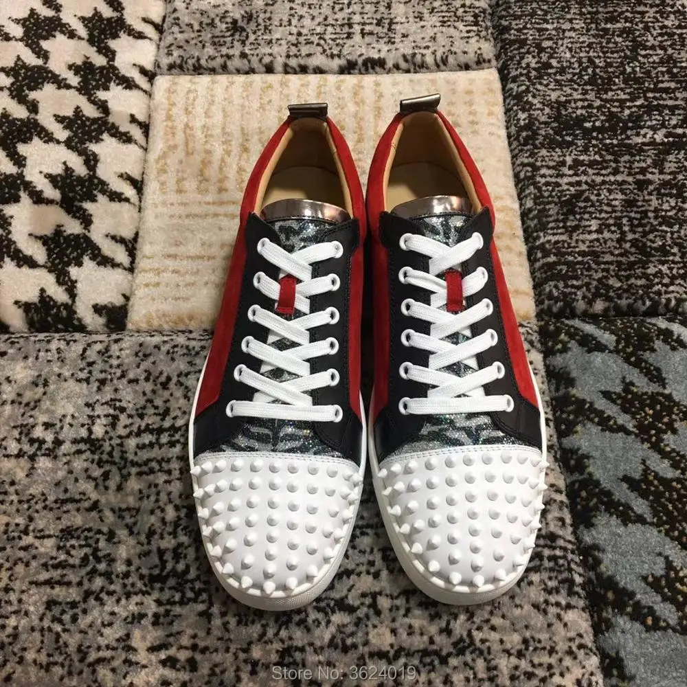 Plat bas Sneakers En Rivet Clandgz up Blanc 2018 Mocassins Rouge Casual Cuir Avant Coupe Bas Chaussures Dentelle Hommes rhsdBtQxC