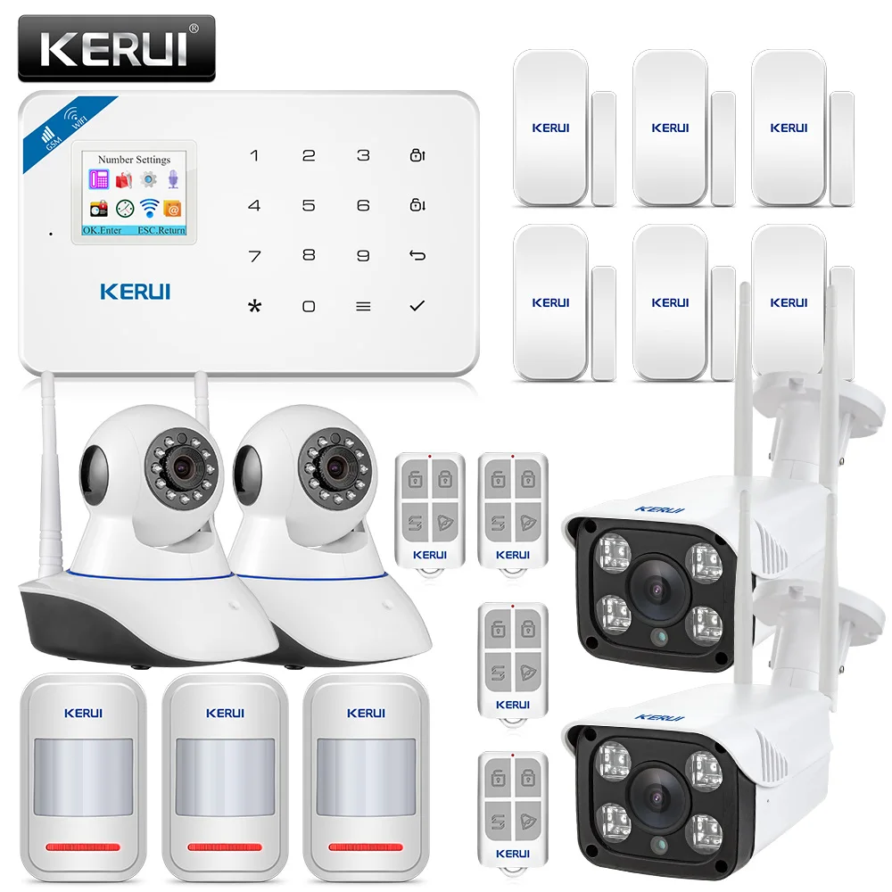 KERUI WI8 PIR детектор умный wifi GSM охранная сигнализация с 720P ip-камера+ 1080P Водонепроницаемая камера