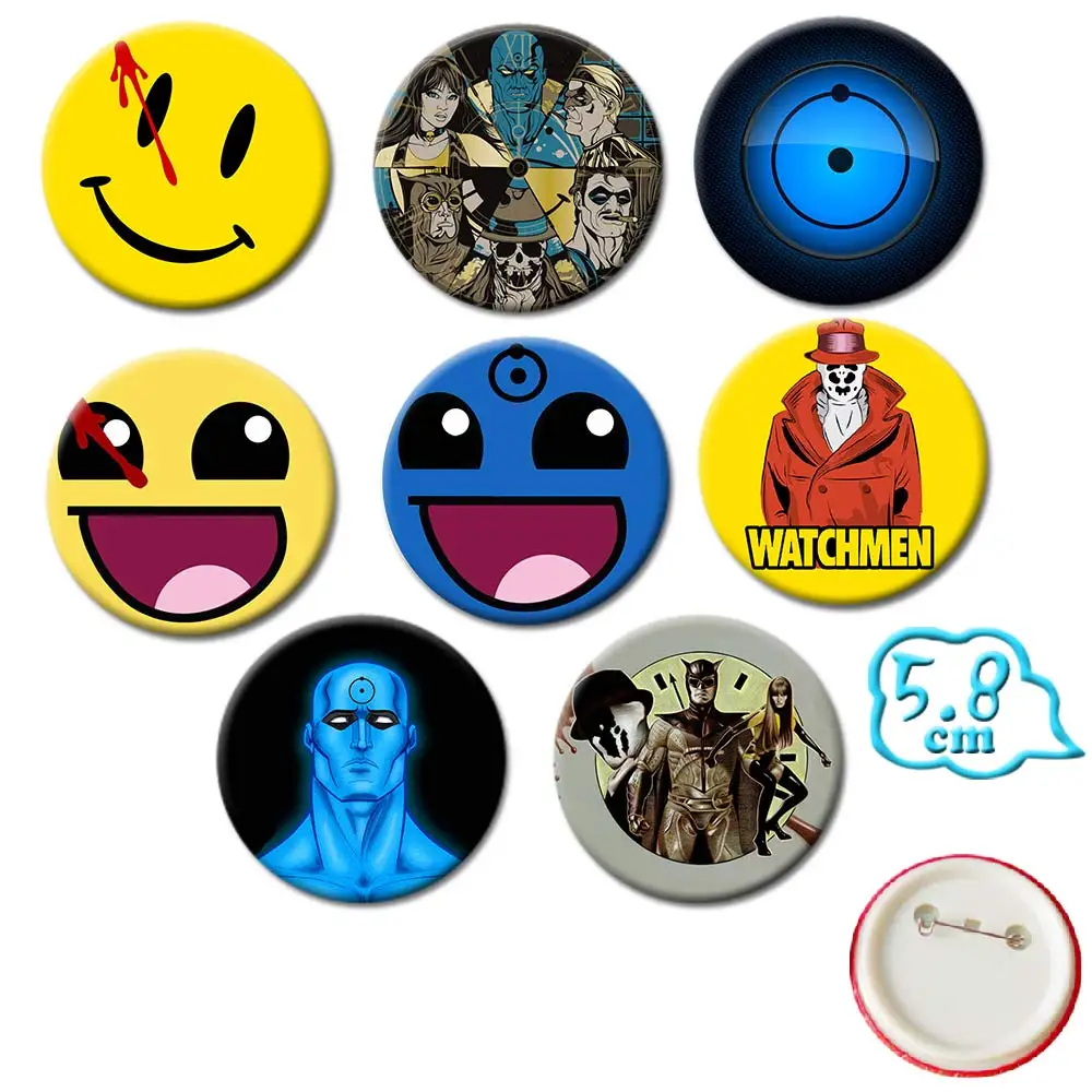 

Wellcomics 8pcs/set Watchmen Rorschach Doctor Manhattan Comedian PVC Badges Brooch Pins Chest Button Cosplay Costume Collection