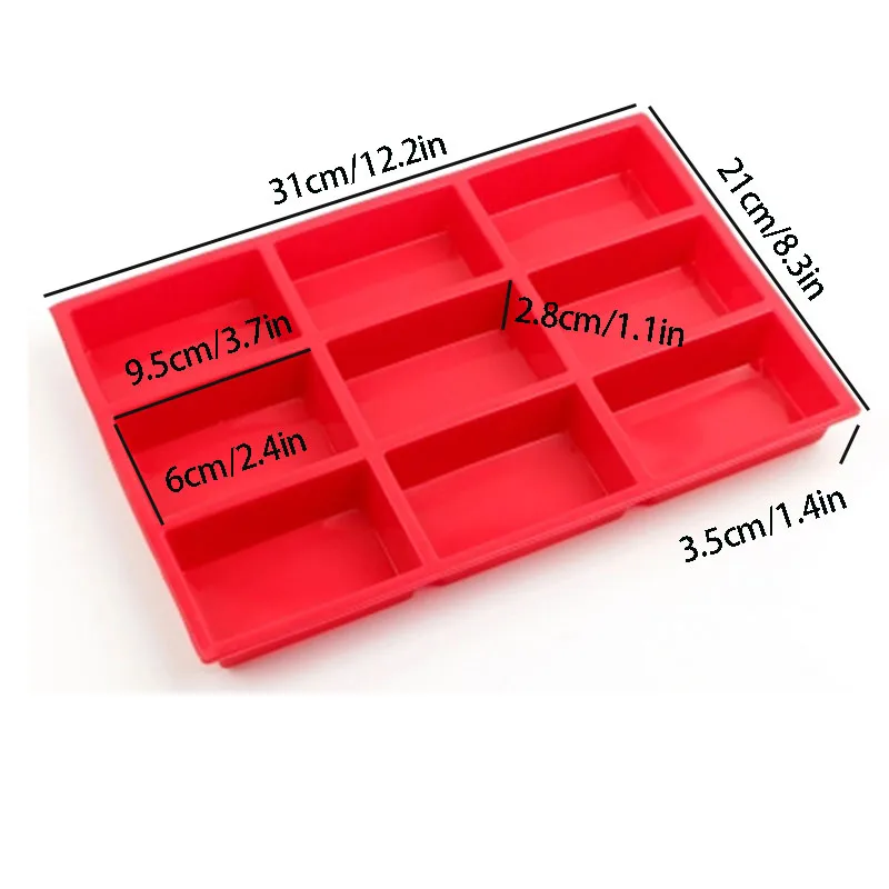 9-Cavity Rectangle Soap Mold Silicone Baking Mould Tray For Homemade Craft DIY