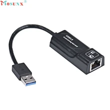Горячая черный 1 шт. USB 3,0 10/100/1000 Мбит/с Gigabit Ethernet RJ45 внешняя сетевая карта беспроводной локальной сети в комплект поставки входит адаптер один usb-порт#2