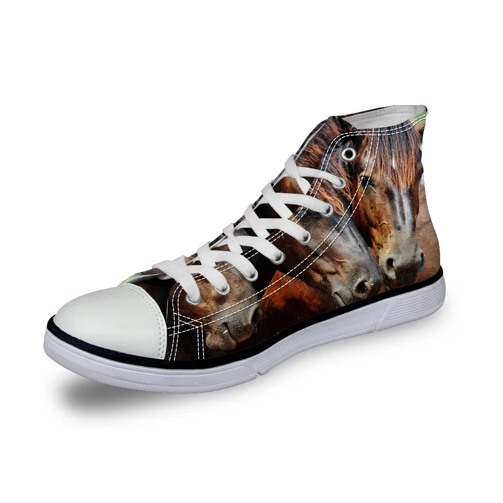 

Noisydesigns men sneakers Casual 3D horses print flat vintage Canvas Vulcanized shoes high top lace up flats boys footwear