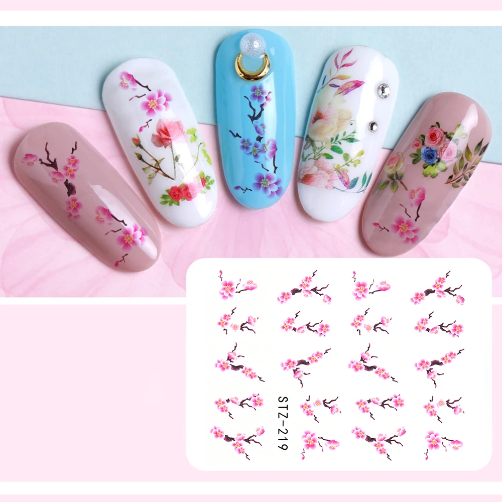 

1 Sheet 3D Beautiful Pink Plum Blossom Winter Sweet Pattern Adhesive Nail Art Stickers Decorations DIY Salon Tips Nail Decals