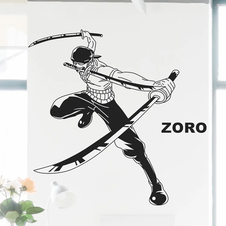 One-Piece-Roronoa Zoro WallDecal-comics and animation Sticker Logo Decal  Vinyl Wall Decals Pegatina Quadro Parede Decor Mural