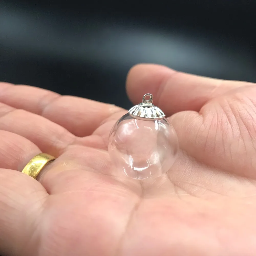 1/3/5X 18mm Glass Orb Beads globe locket hollow bubble dome cover wishing bottle jars necklace round ball charm vial diy pendant 3
