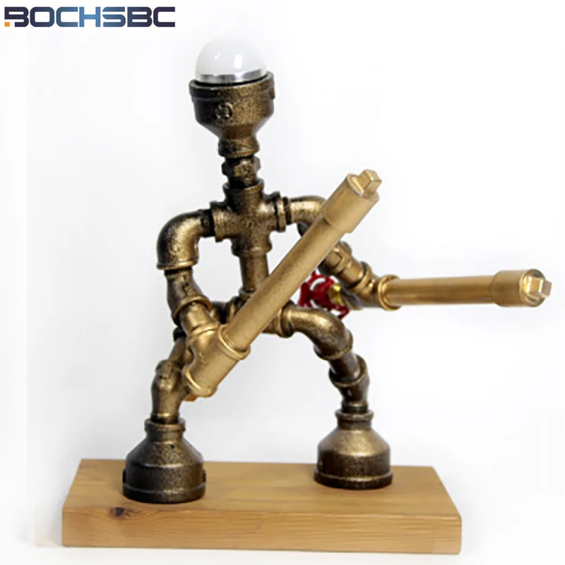 BOCHSBC Water Pipe Table Lights for Study Room Bedroom Industrial Creative Loft Iron Robot Desk Lamp Lampe de table Tischleuchte BOCHSBC Water Pipe Table Lights for Study Room Bedroom Industrial Creative Loft Iron Robot Desk Lamp Lampe de table Tischleuchte