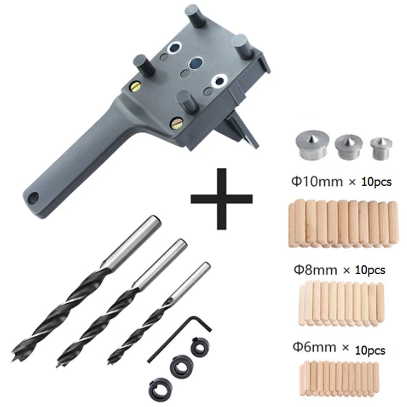 41PC Handheld Woodworking Guide Wood Dowel Jig Drilling Hole Saw Drill Kits Set