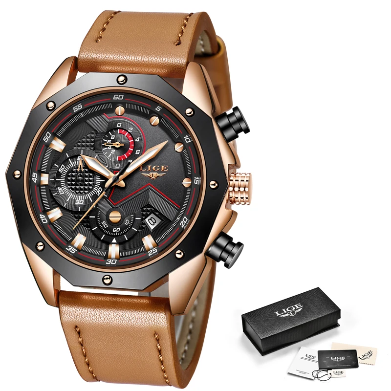 

LIGE Mens Watches Top Brand Luxury Fashion Casual Sport Quartz Watch Men Waterproof Chronograph Business Watch Relogio Masculino