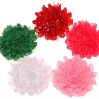 

200PCS Shabby Chiffon Chic Flower Boutique Flowers 7.5cm Cheap Decoration Flowers DIY Flowers for Hair Accessories 5 Colors