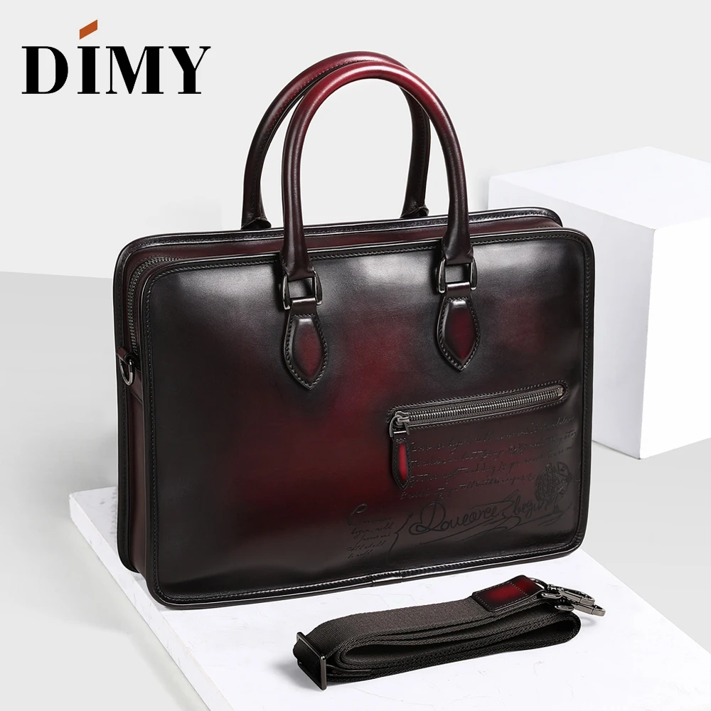 DIMY الهولندية جلد العجل الحقيقي حقيبة جلدية الرجال حقيبة اليد الزنجار الأعمال حقائب 15 الفاخرة أكياس مصمم حقيبة كتف 2019