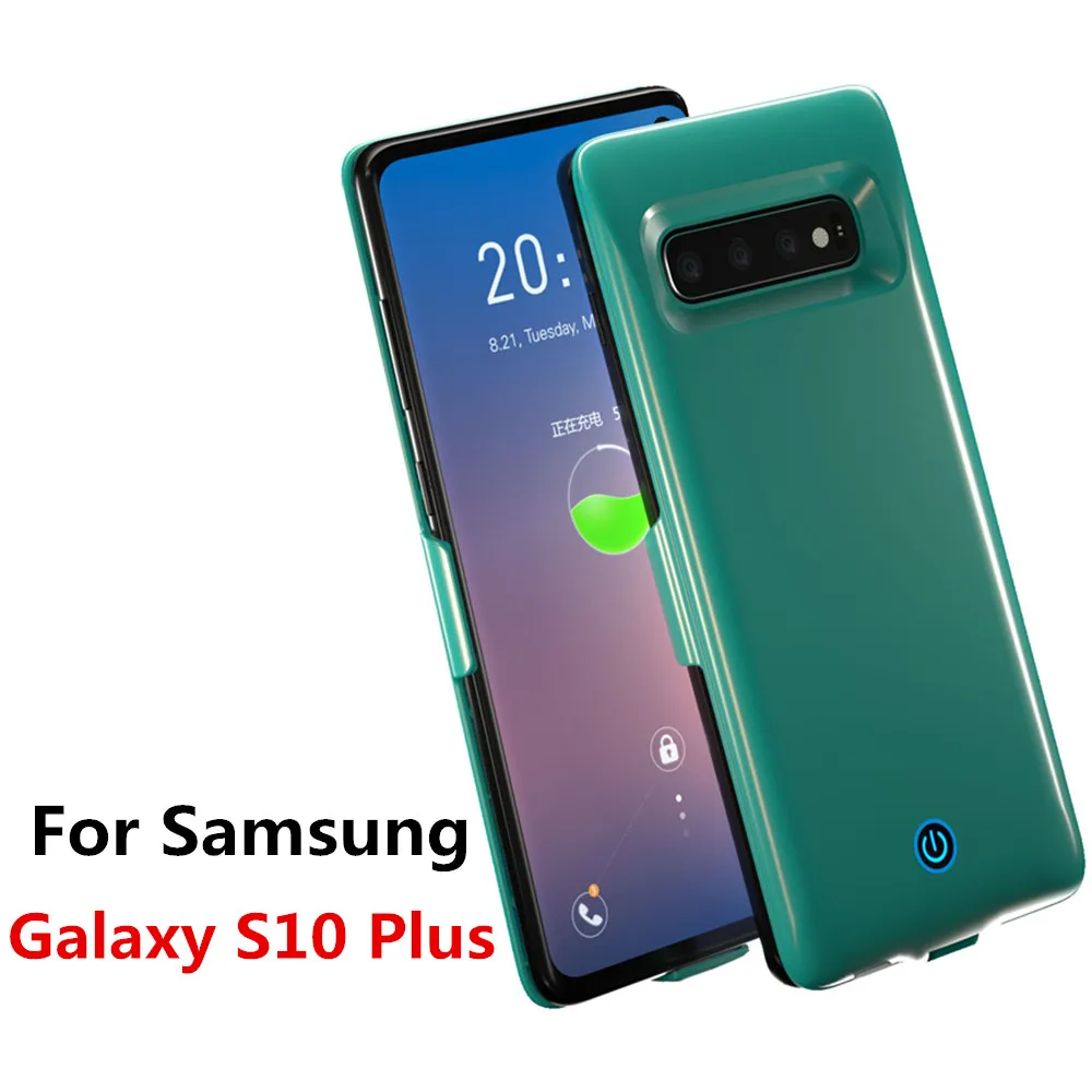 7000 мАч чехол для зарядного устройства для samsung Galaxy S10 Plus чехол для аккумулятора 6000 мАч Внешний внешний аккумулятор чехол для зарядки для samsung S10e - Цвет: Green for S10 Plus