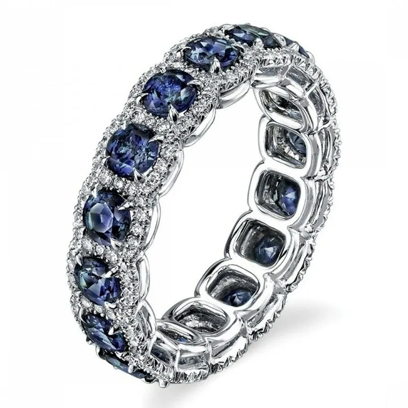 Роскошные серебряные обручальные кольца для женщин модные кольца из сплава цинка с красным/синим циркониевый камень cz дамские ювелирные изделия