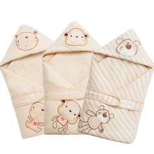 Hooded Organic cotton Swaddle Wrap Blanket Sleeping Bag For Newborn, Baby Shower GIFT 100% Cotton, 0-12 M, winter and summer
