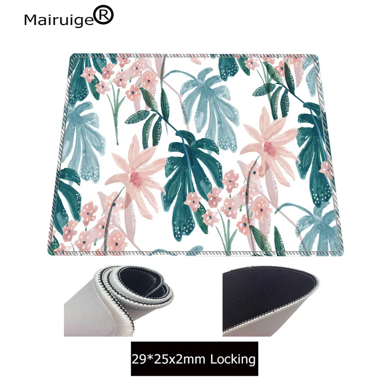 Mairuige Tropical Leaves Large Mouse Pad Gamer Play Mats Keyboard Mat Desk Mat Computer Game Tablet Game Gaming with Lock Edge